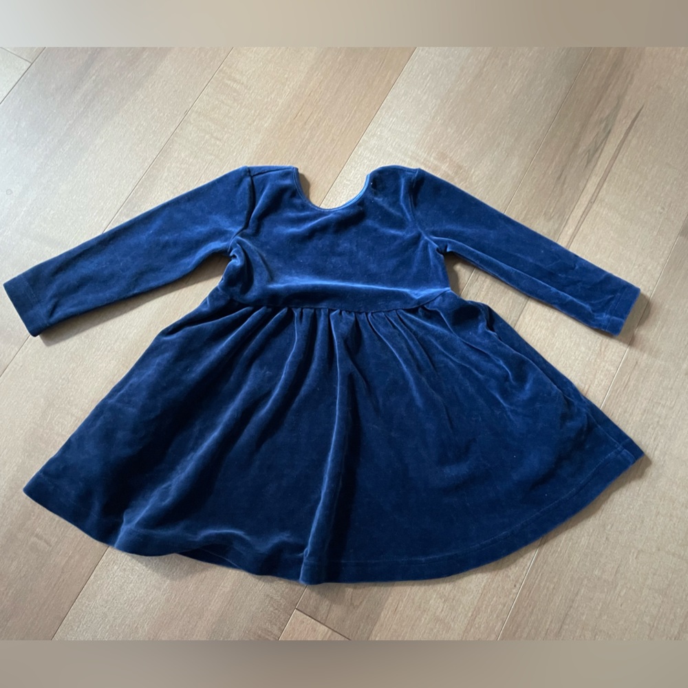 Hanna Andersson velvet toddler dress in Navy, 2T